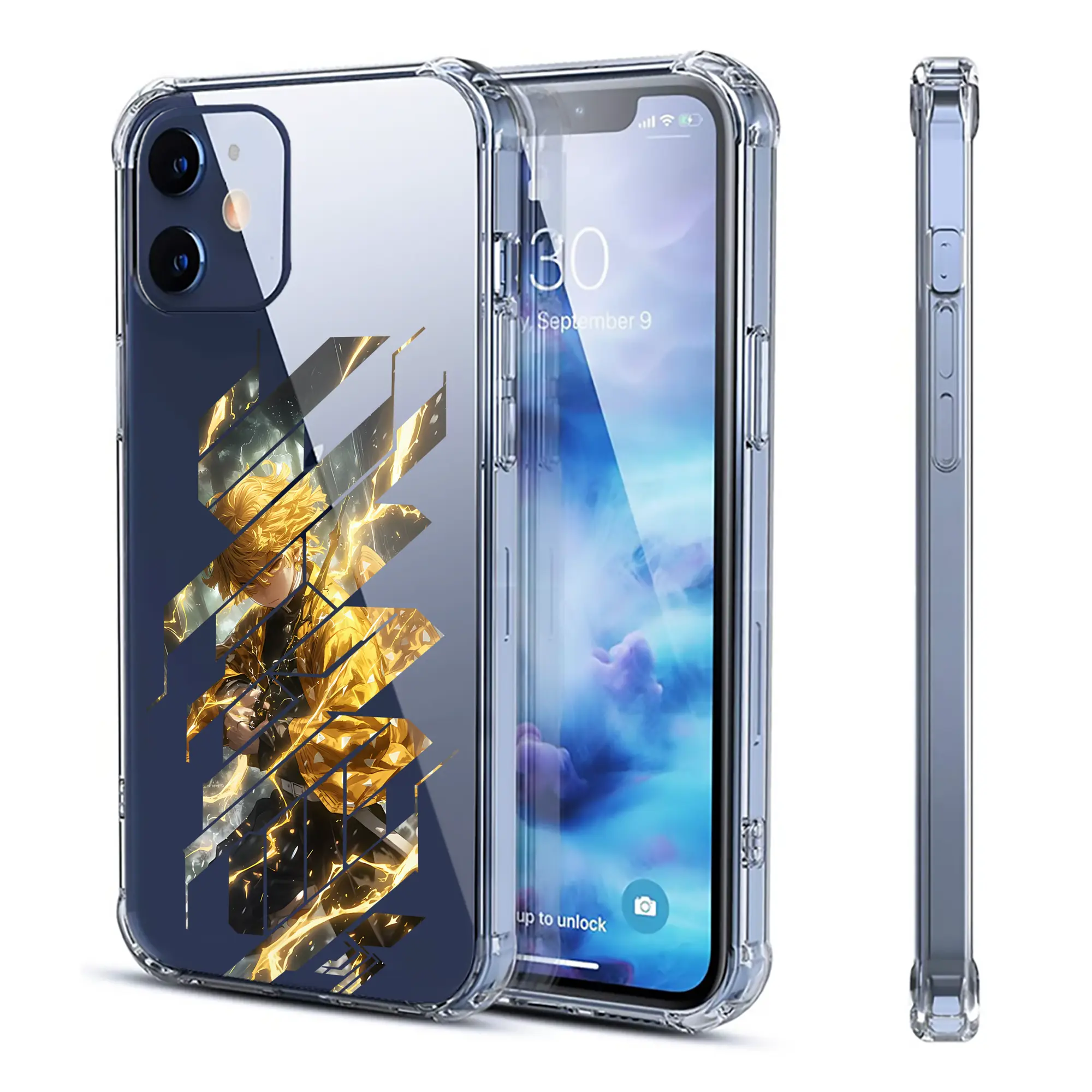 鬼滅の刃 グッズ,我妻 善逸 - IPhone 12シリーズ対応 ・ 透明スマホケース ・ クリアソフトケース ・ TPU素材 ・ 耐衝撃 ・ 高密着 ・ 防汚 防指紋 ・ 簡単着脱